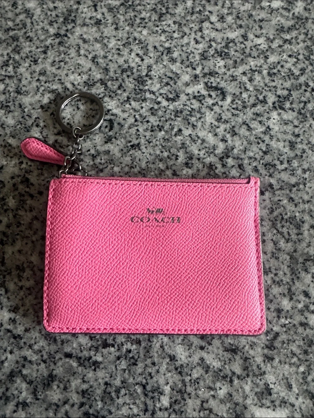Coach Pink Leather Zip Card Case Keyring - Coach - NEW